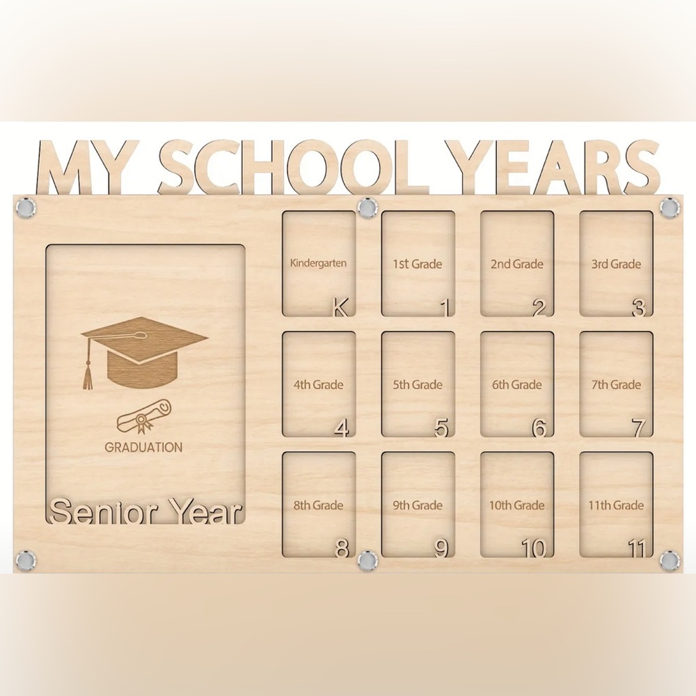 Wooden School Years Photo Frame